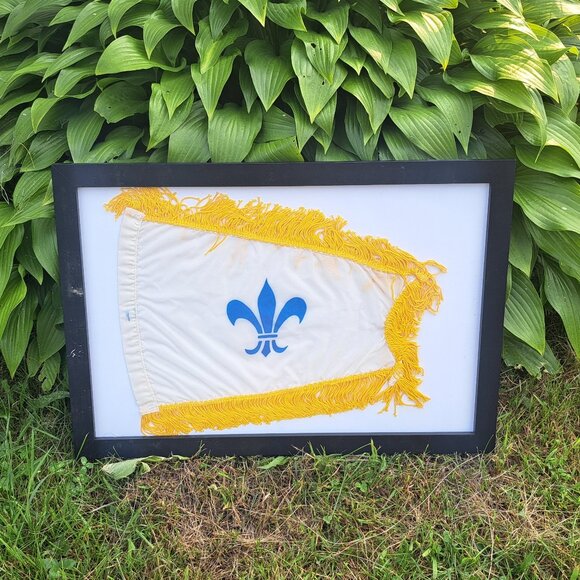 Vintage Framed Catholic Pennant Flag Papal Visit 1984 - Picture 1 of 9